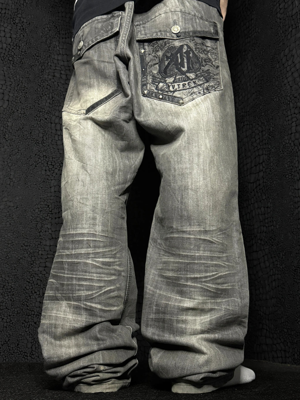 [V1087] Vintage y2k Avirex graue straight jeans