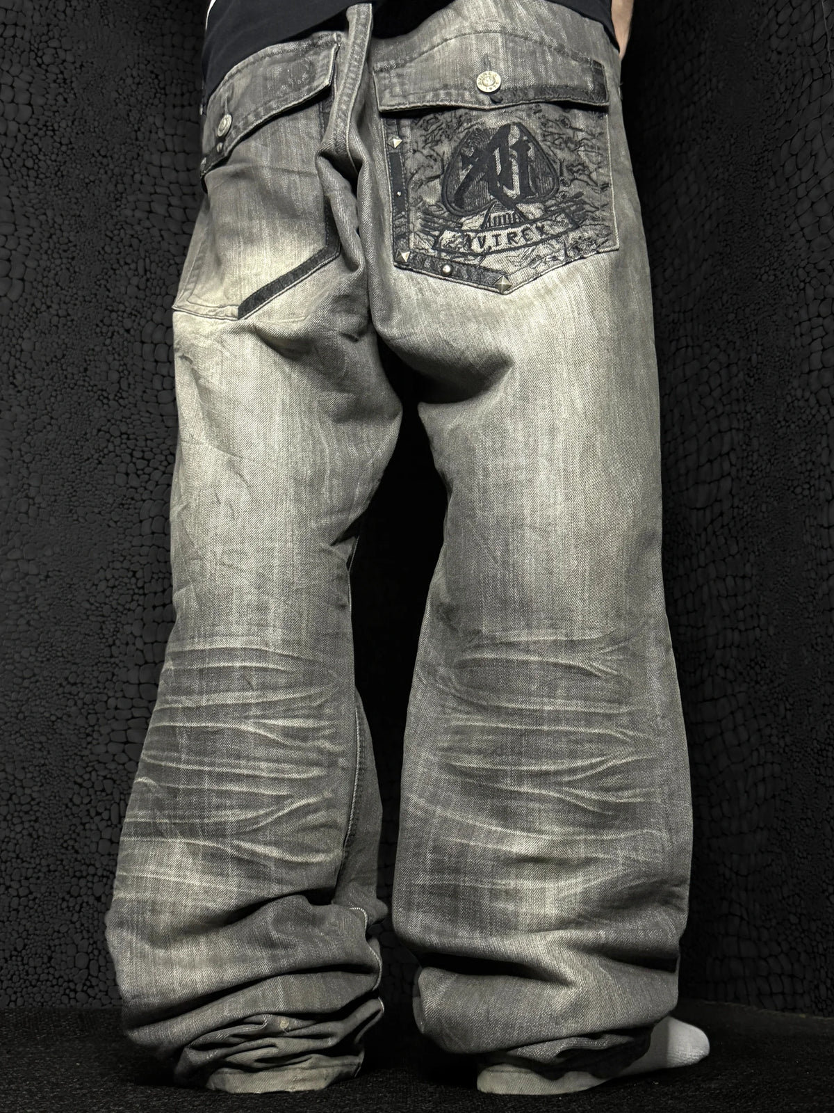 [V1087] Vintage y2k Avirex graue straight jeans
