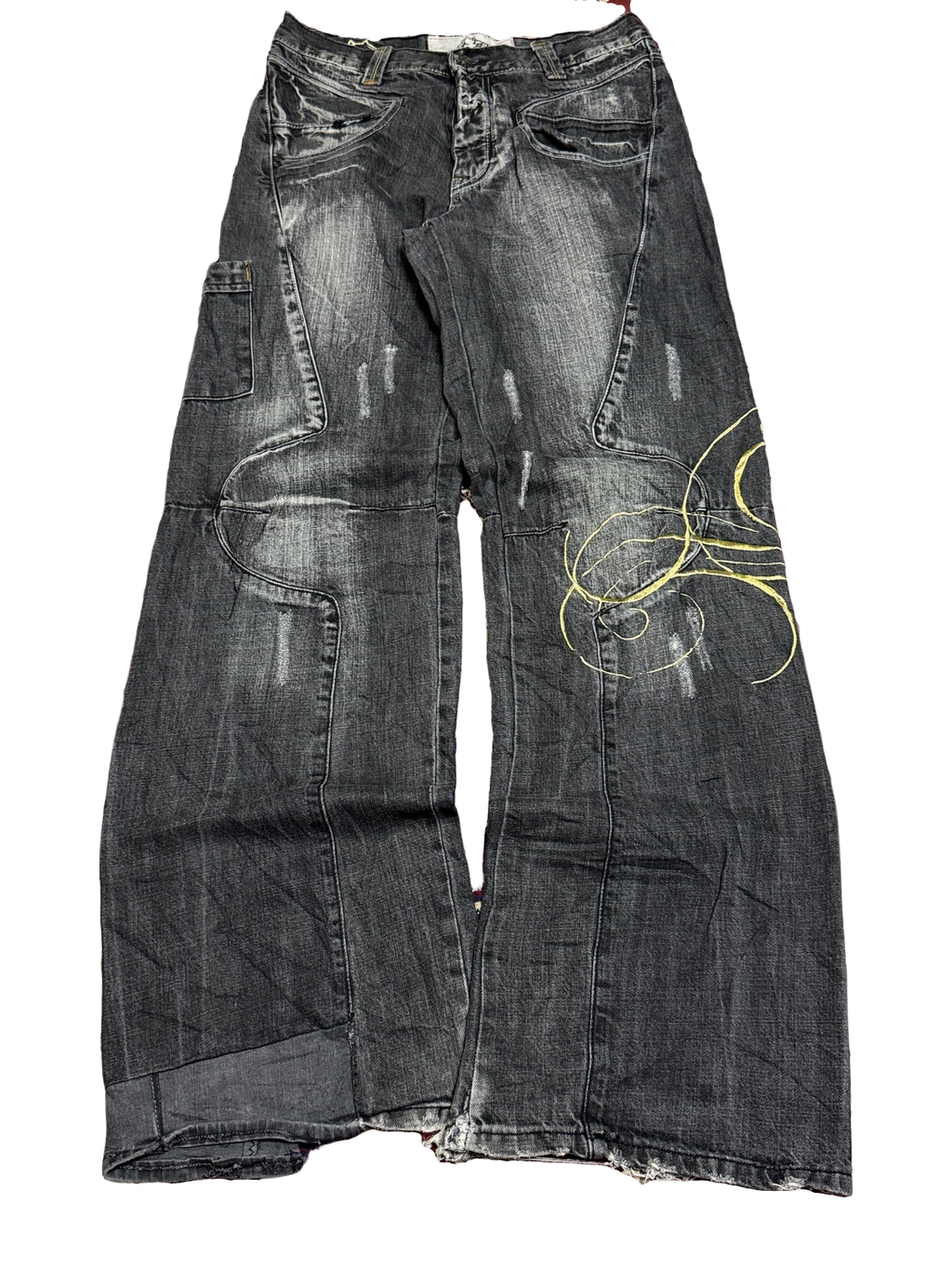 [V1107] Vintage y2k El Petro Verde schwarze baggy jeans
