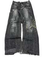[V1107] Vintage y2k El Petro Verde schwarze baggy jeans