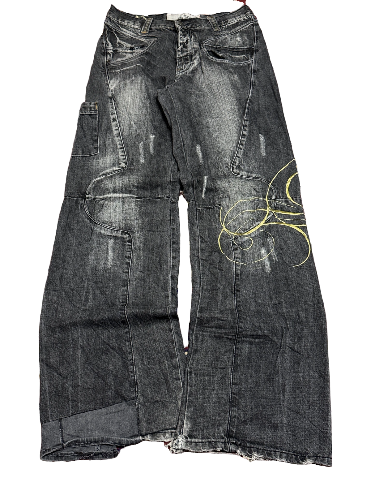 [V1107] Vintage y2k El Petro Verde schwarze baggy jeans