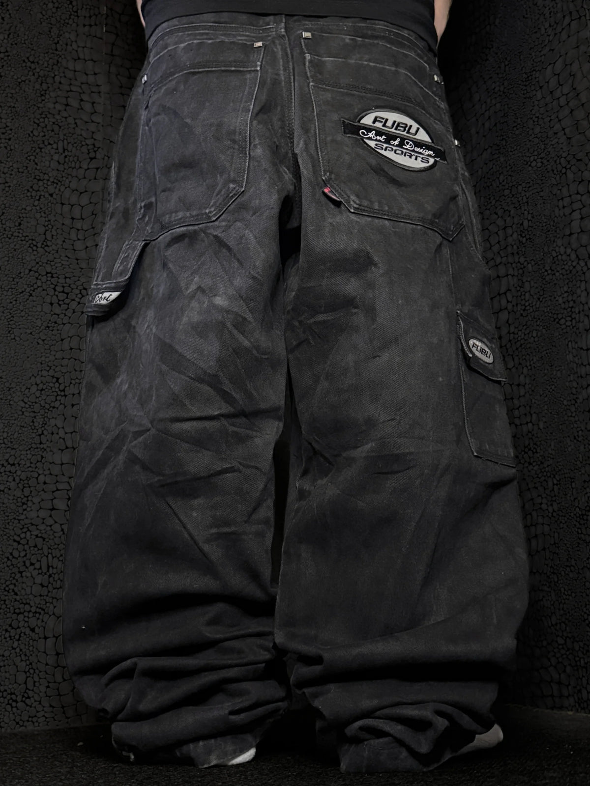 [V1112] Vintage y2k Fubu schwarze baggy jeans