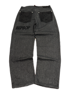 [V1115] Vintage y2k Game Time schwarze baggy jeans