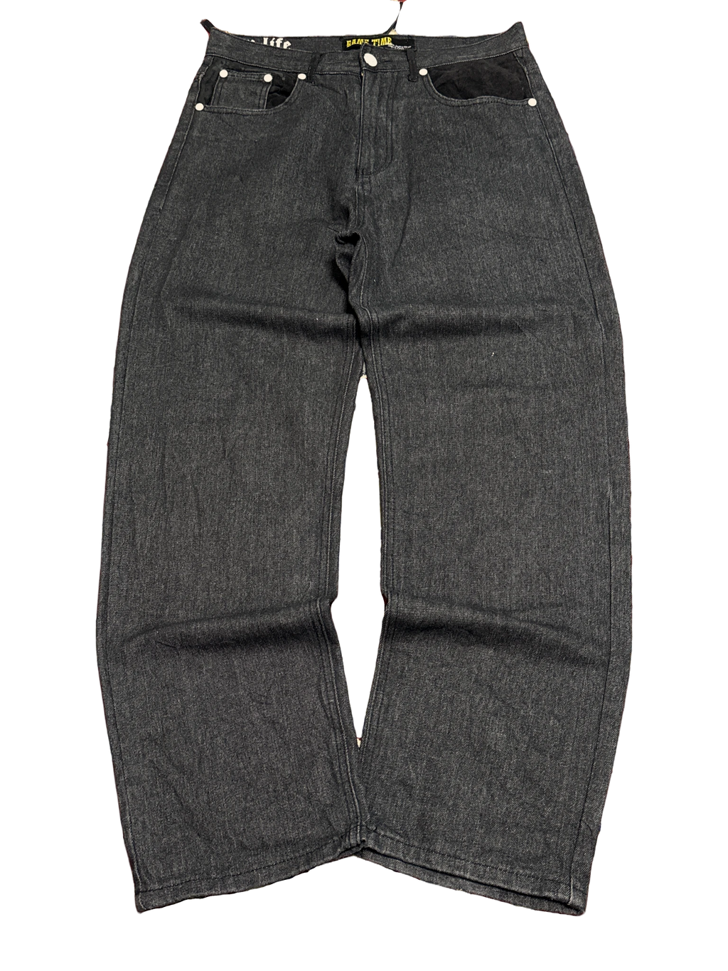 [V1115] Vintage y2k Game Time schwarze baggy jeans