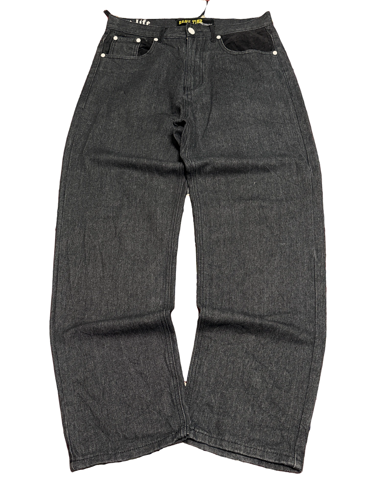 [V1115] Vintage y2k Game Time schwarze baggy jeans