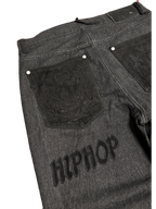 [V1115] Vintage y2k Game Time schwarze baggy jeans