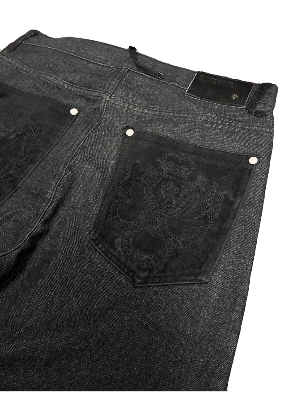 [V1115] Vintage y2k Game Time schwarze baggy jeans