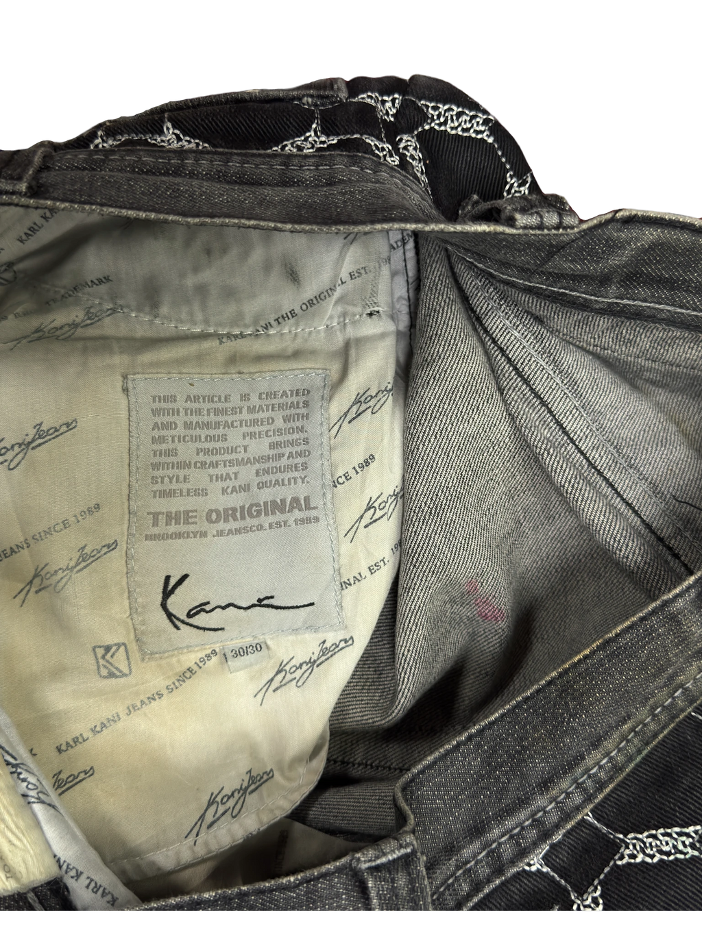 [V1125] Vintage y2k Karl Kani schwarze baggy jeans