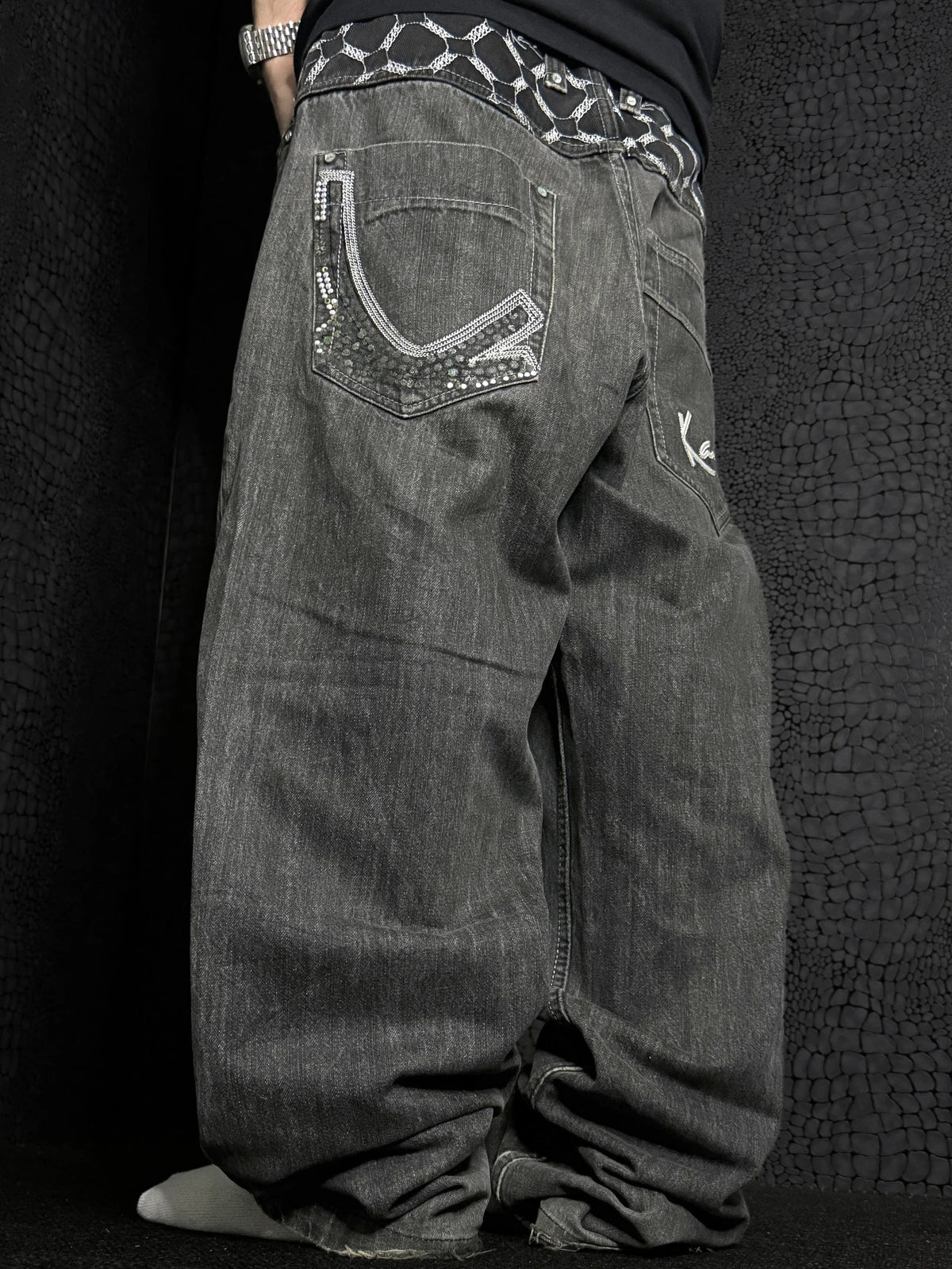 [V1125] Vintage y2k Karl Kani schwarze baggy jeans