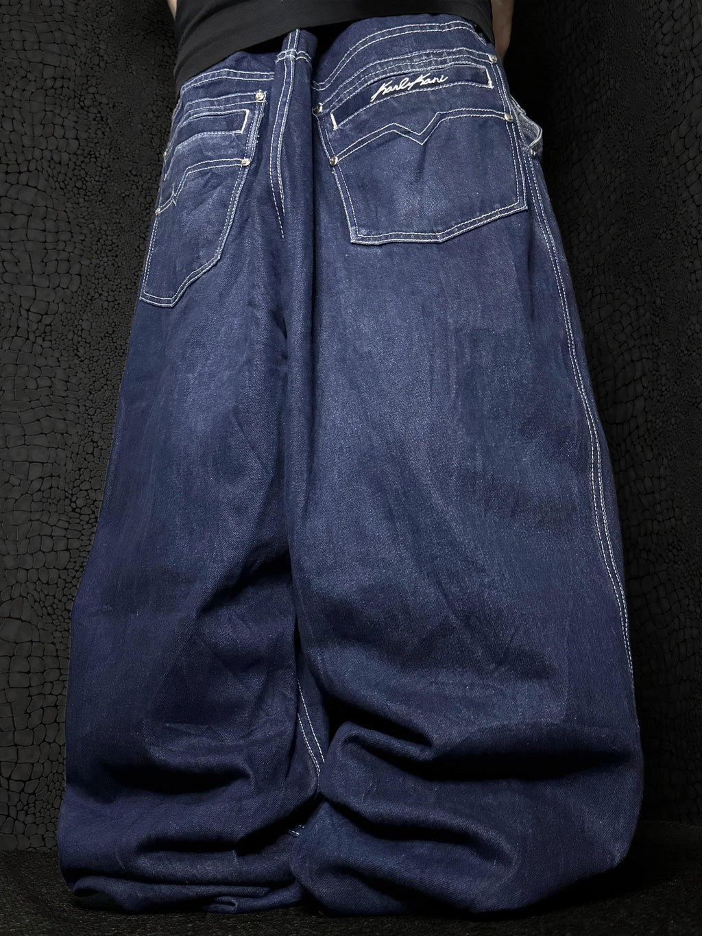[V1128] Vintage y2k Karl Kani marineblaue baggy jeans (1998–1999)