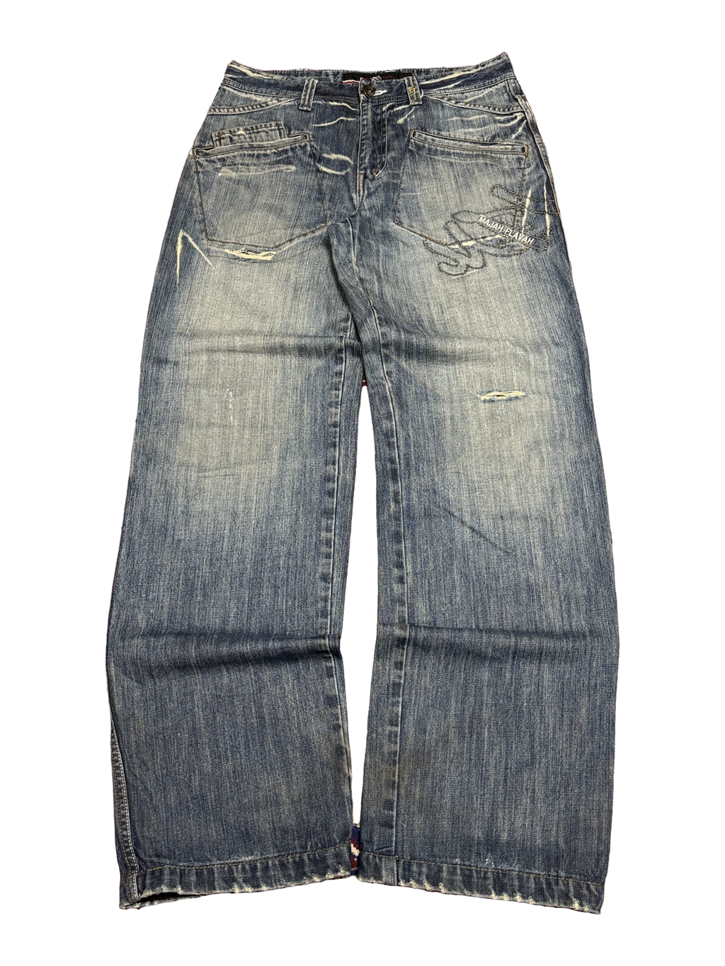 [V1132] Vintage y2k Majah Flavah blaue baggy jeans