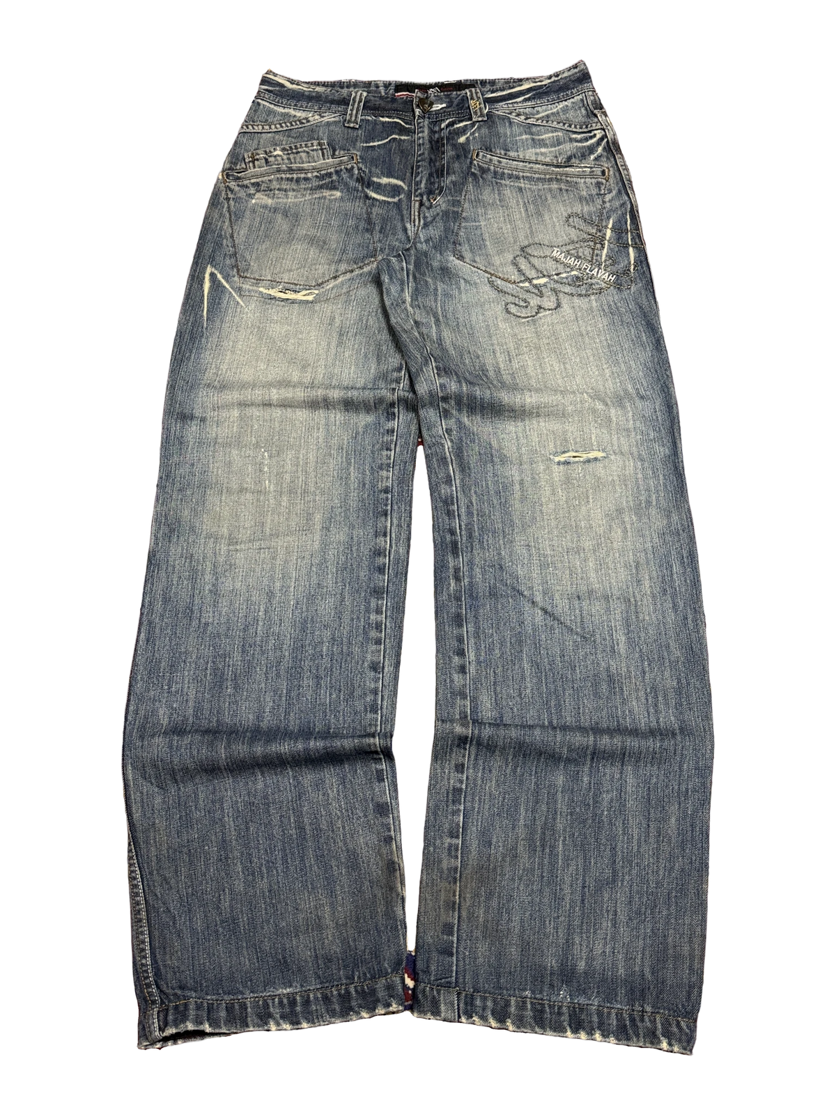 [V1132] Vintage y2k Majah Flavah blaue baggy jeans