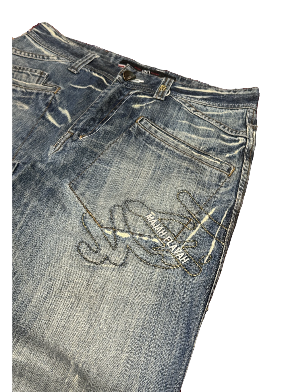 [V1132] Vintage y2k Majah Flavah blaue baggy jeans
