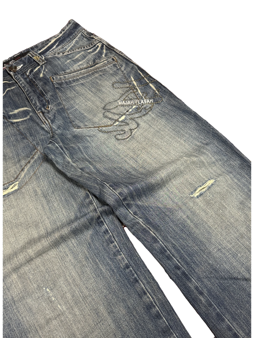 [V1132] Vintage y2k Majah Flavah blaue baggy jeans