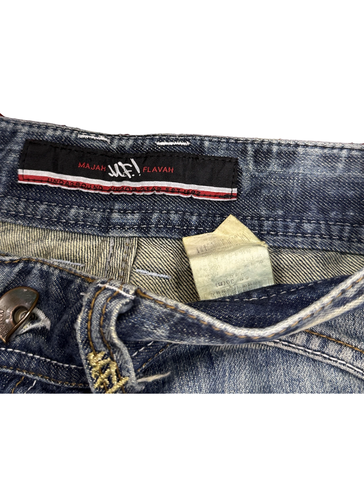 [V1132] Vintage y2k Majah Flavah blaue baggy jeans