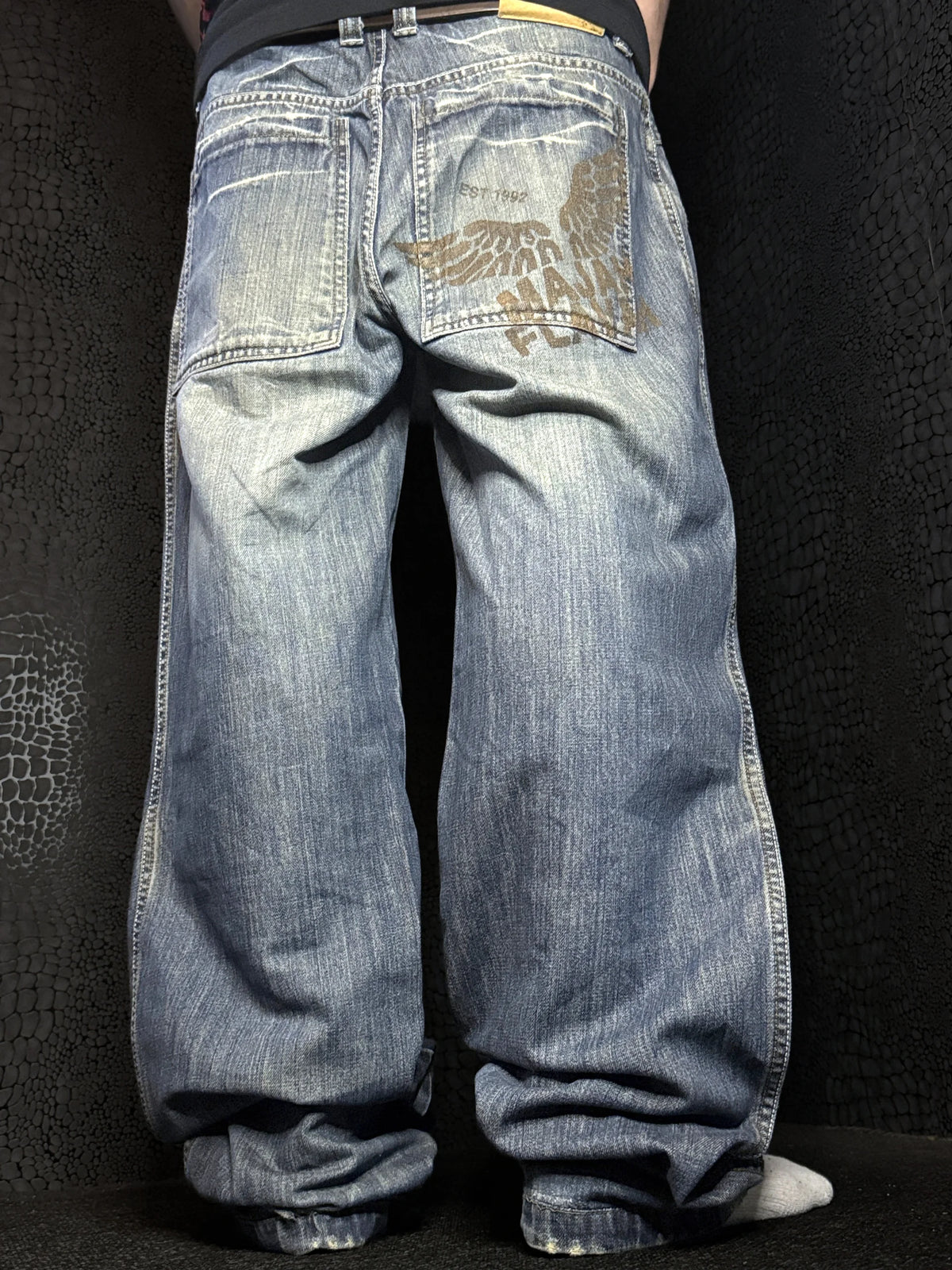 [V1132] Vintage y2k Majah Flavah blaue baggy jeans