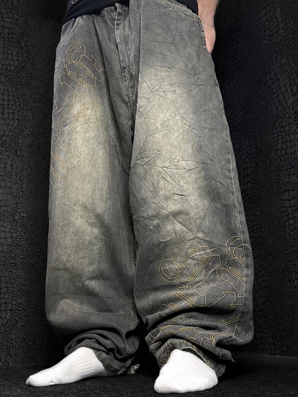 [V1133] Vintage y2k Makaveli graue baggy jeans