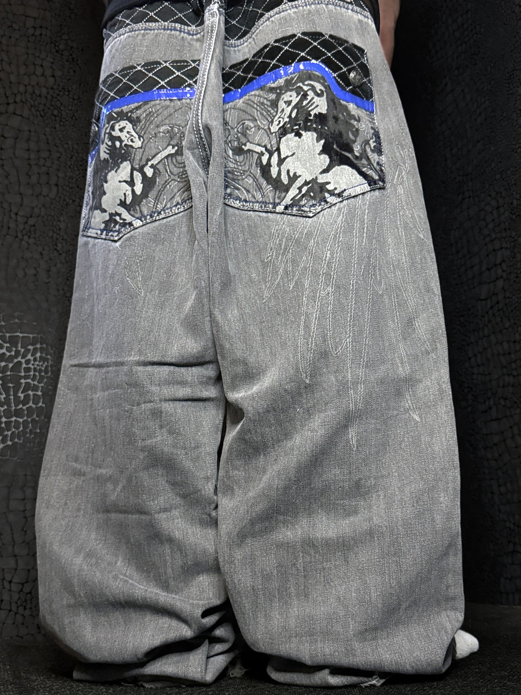 [V1159] Vintage y2k Russo graue baggy jeans