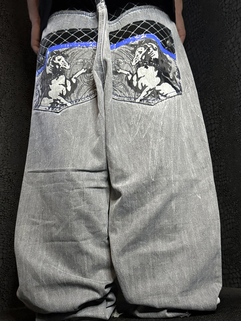 [V1159] Vintage y2k Russo graue baggy jeans