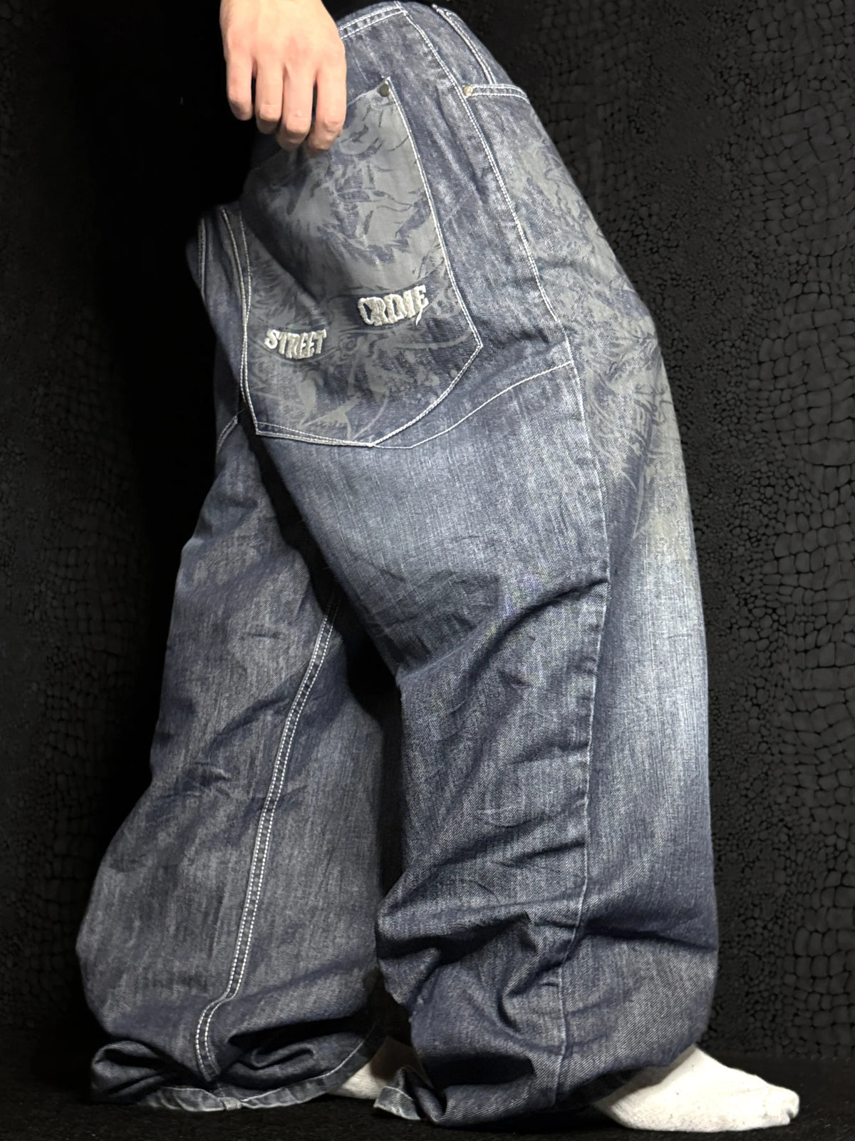 [V1162] Vintage y2k Shock 5 marineblaue baggy jeans