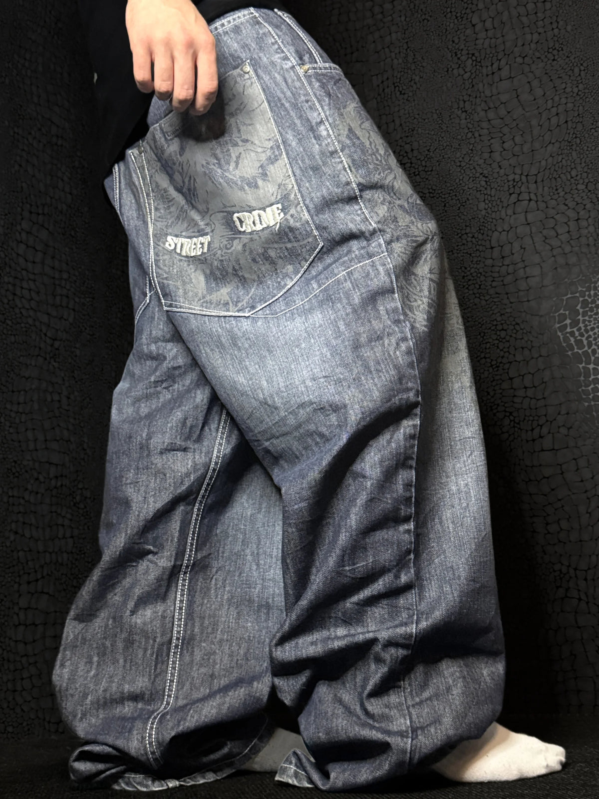 [V1162] Vintage y2k Shock 5 marineblaue baggy jeans