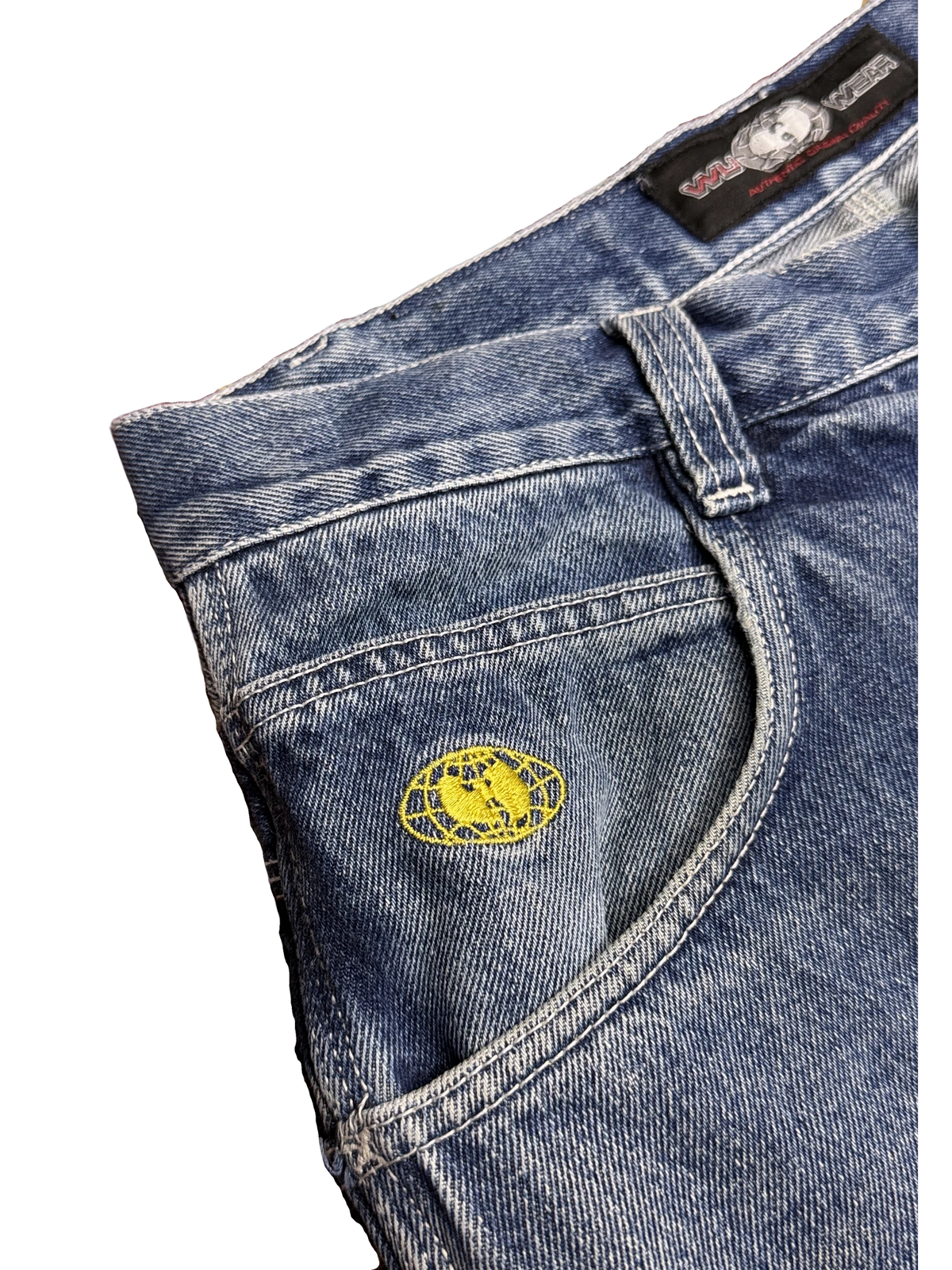 [V1177] Vintage y2k Wu Wear blaue baggy jeans