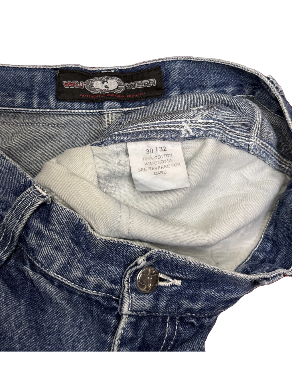 [V1177] Vintage y2k Wu Wear blaue baggy jeans