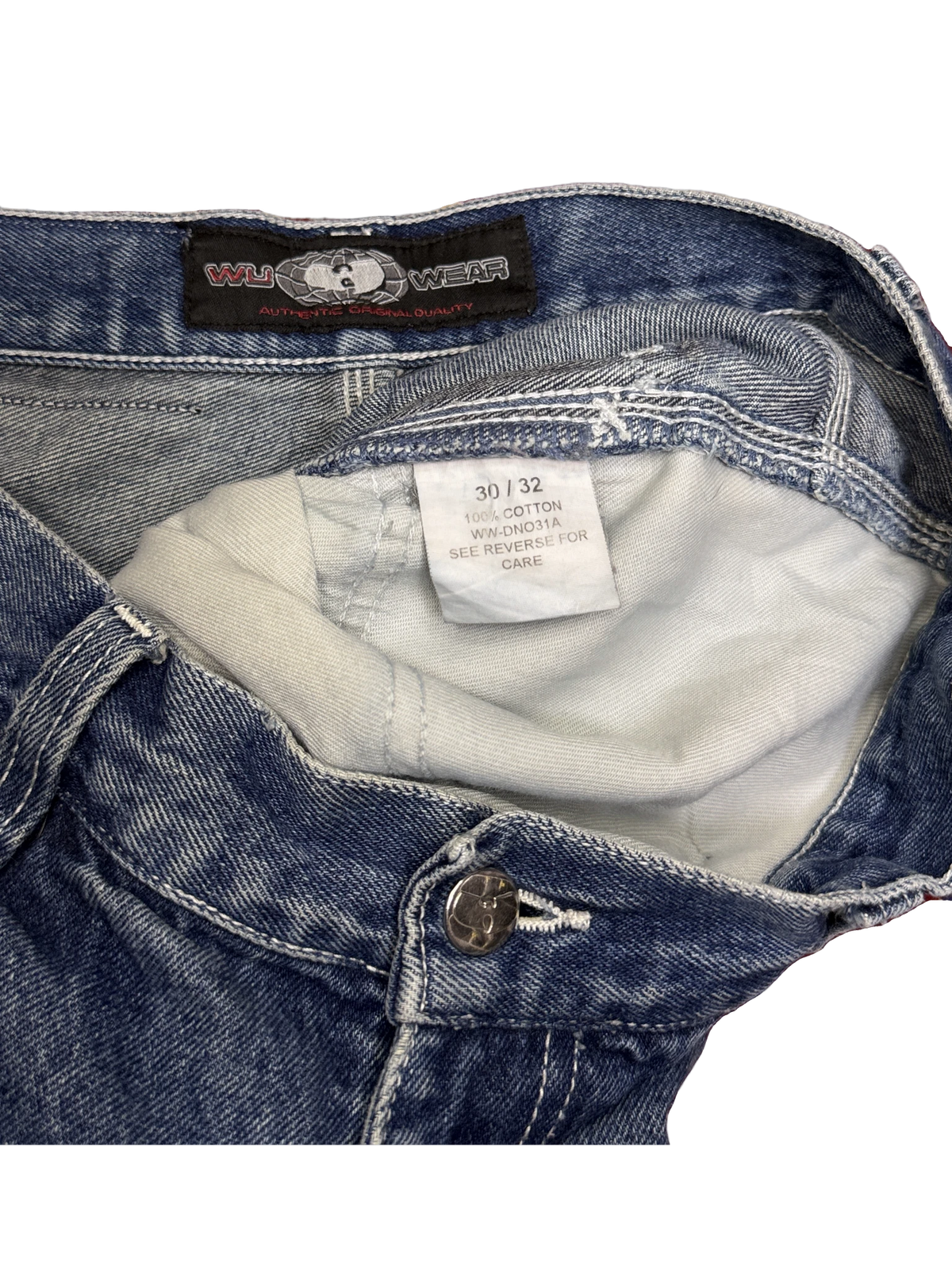 [V1177] Vintage y2k Wu Wear blaue baggy jeans