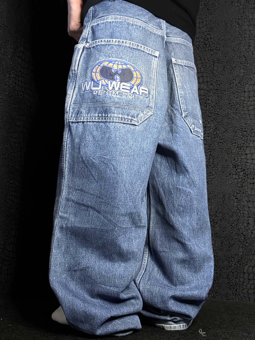 [V1177] Vintage y2k Wu Wear blaue baggy jeans