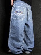 [V1177] Vintage y2k Wu Wear blaue baggy jeans