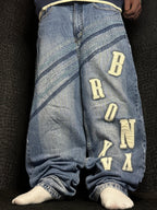 [V1181de] Vintage y2k Bronxxx blaue baggy jeans