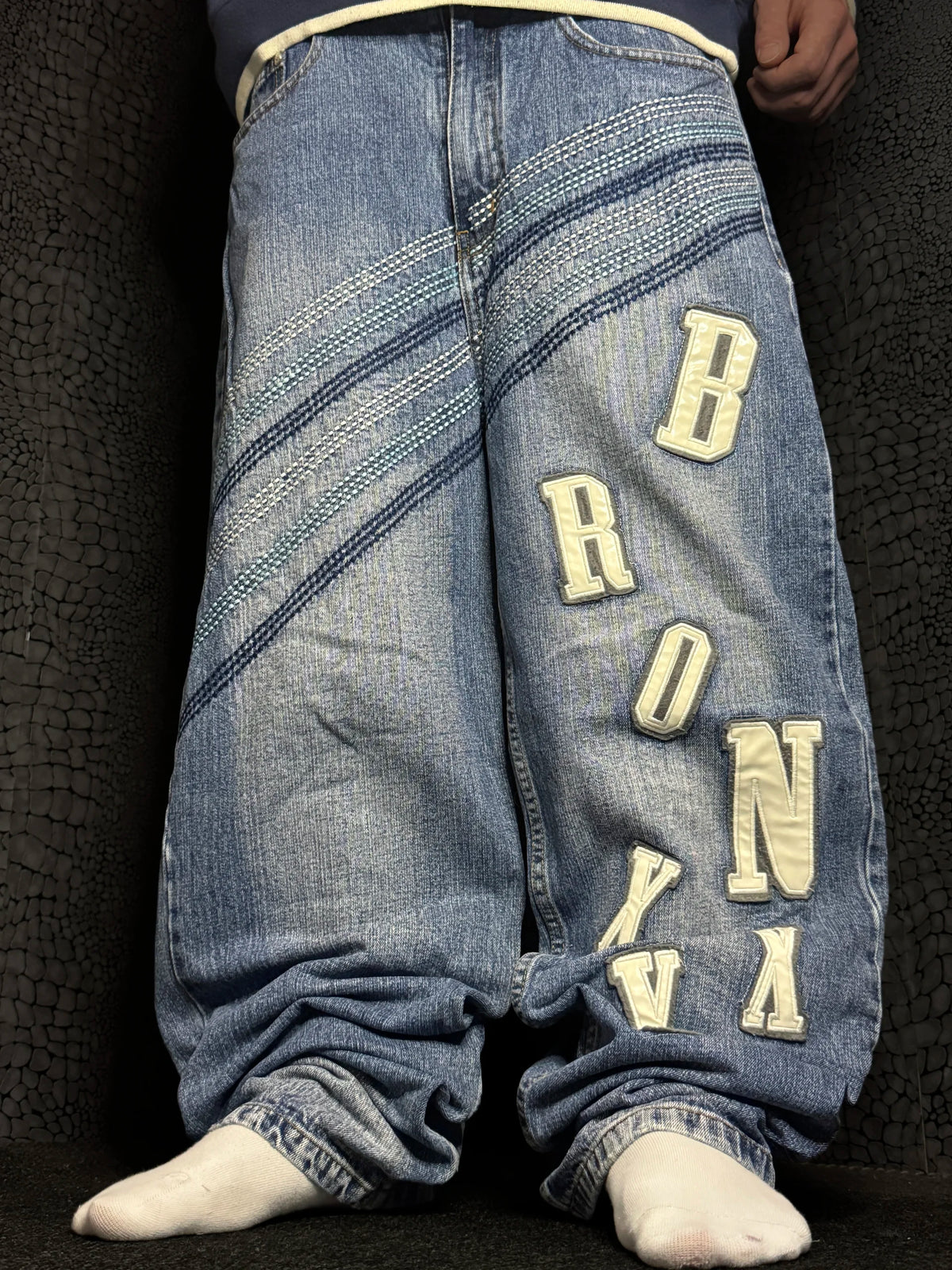 [V1181de] Vintage y2k Bronxxx blaue baggy jeans