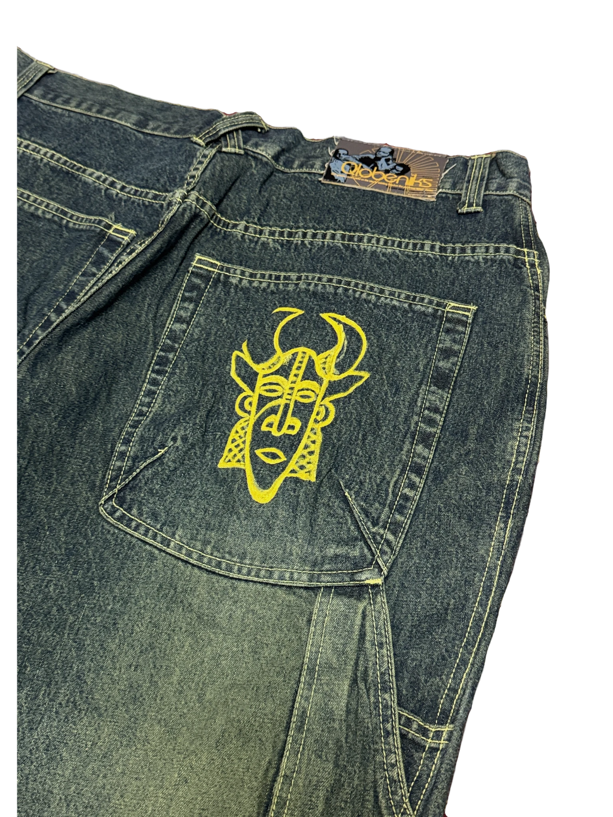 [V1192] Vintage y2k Qlobeniks marineblaue baggy jeans