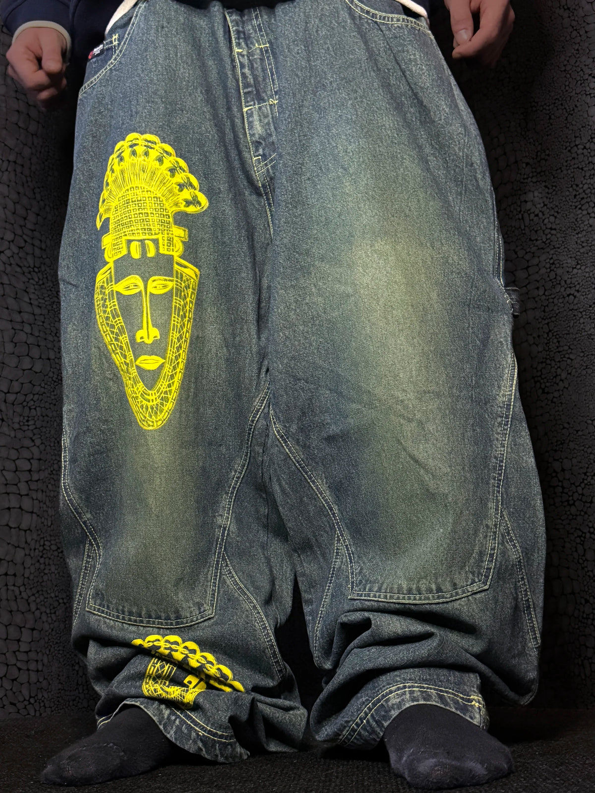 [V1192] Vintage y2k Qlobeniks marineblaue baggy jeans