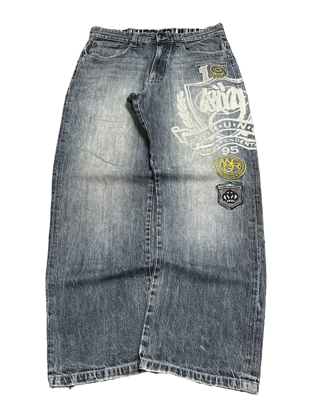 [V1196] Vintage y2k Wrung blaue baggy jeans