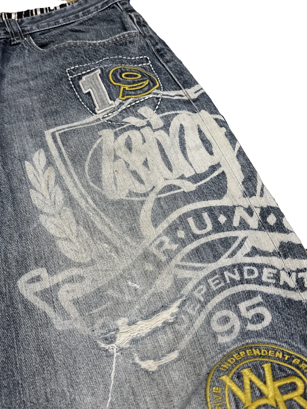 [V1196] Vintage y2k Wrung blaue baggy jeans
