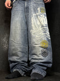 [V1196] Vintage y2k Wrung blaue baggy jeans