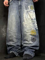 [V1196] Vintage y2k Wrung blaue baggy jeans