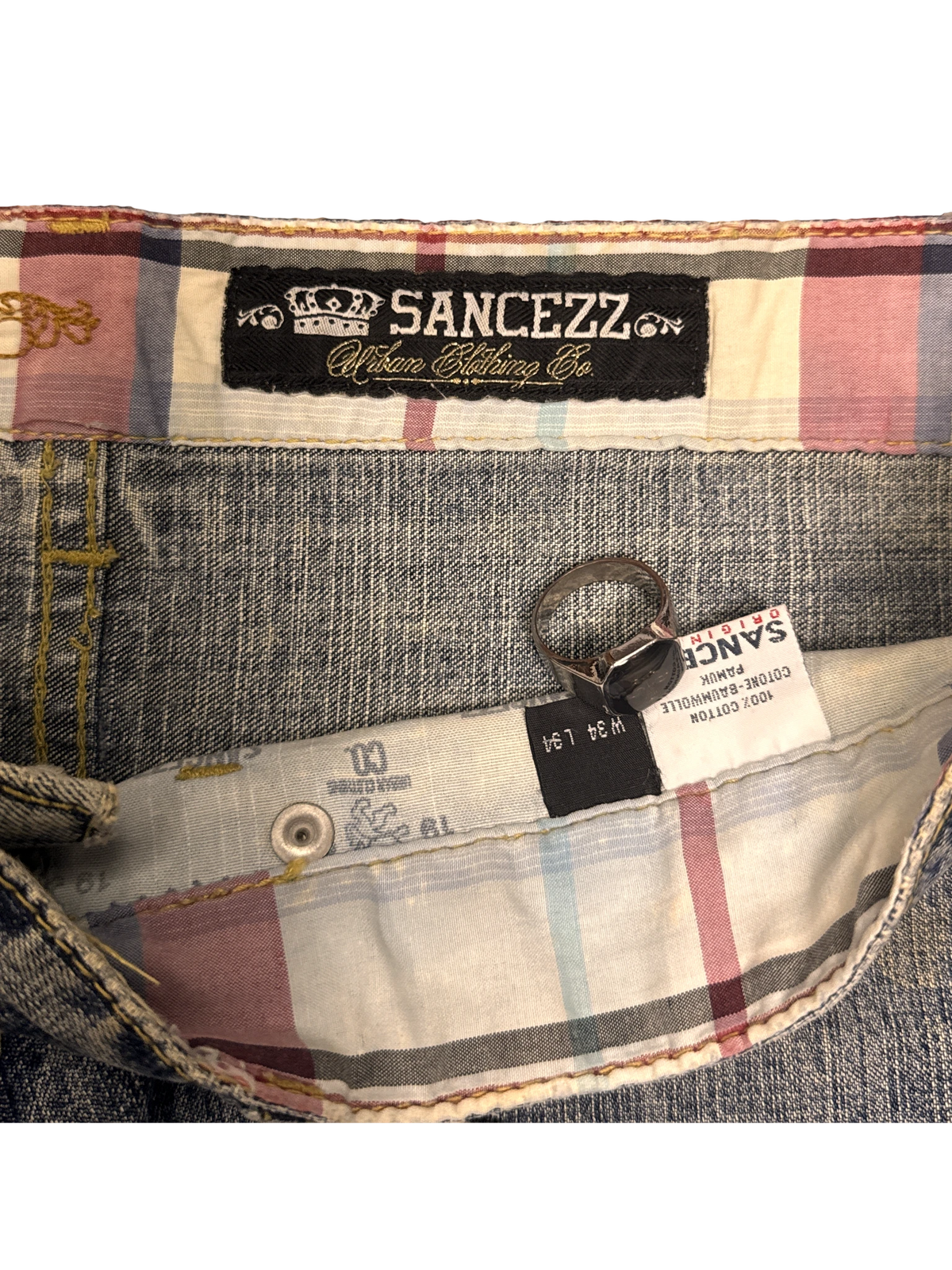 [V1219de] Vintage y2k Sancezz blaue baggy jeans