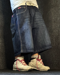 [V0661de] Vintage y2k Southpole marineblaue baggy jeans shorts (Red Tab)