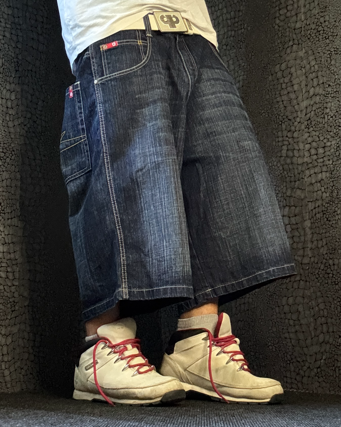 [V0661de] Vintage y2k Southpole marineblaue baggy jeans shorts (Red Tab)