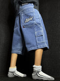 [V0493de] Vintage raro Fubu y2k / 2000s blu baggy jeans shorts
