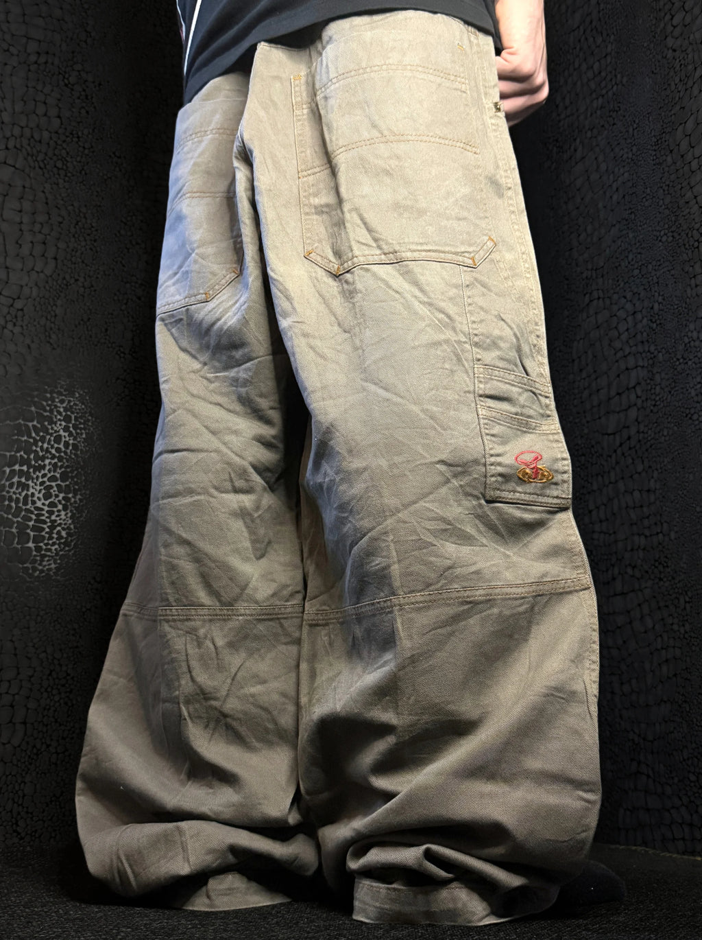 [V1007] Vintage y2k Nicotine beige baggy hose
