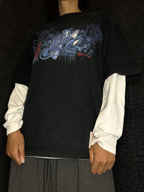 [V0839de] Vintage y2k Ecko schwarz blaues T-Shirt