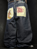 [V1049de] Vintage y2k Southpole marineblaue baggy jeans (Japanese Koi)