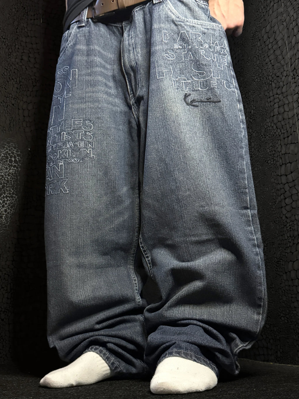[V0880de] Vintage y2k Karl Kani blaue baggy jeans