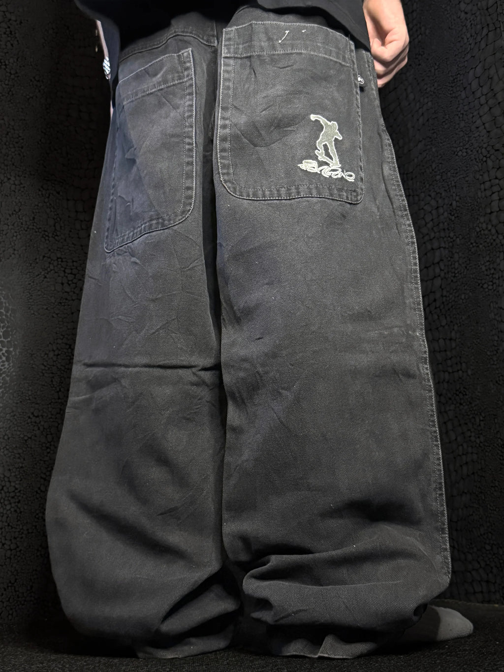 [V0988] Vintage y2k Fishbone schwarze baggy jeans