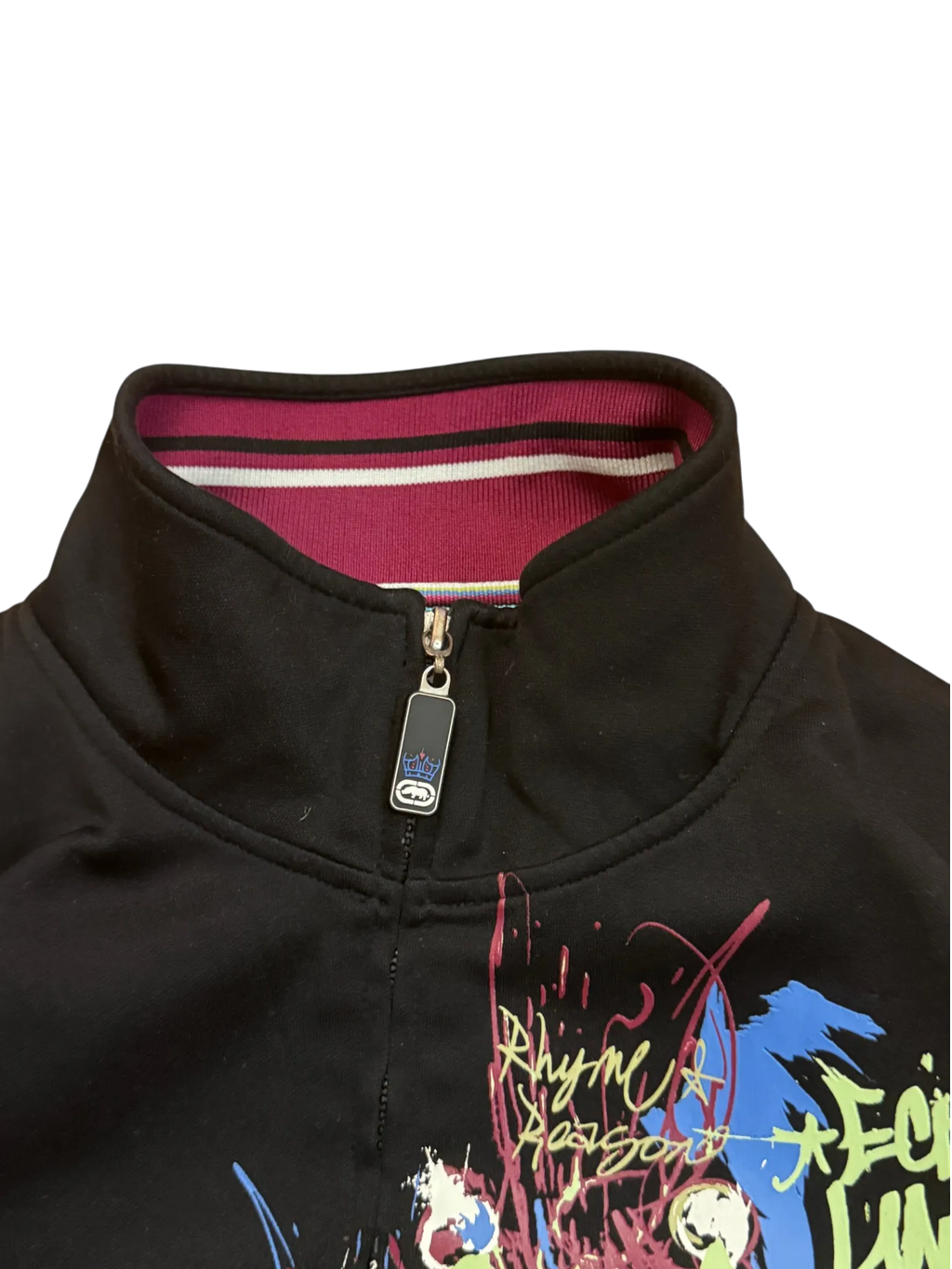 [V0838de] Vintage y2k Ecko schwarz grüne Trainingsjacke (Grunge)