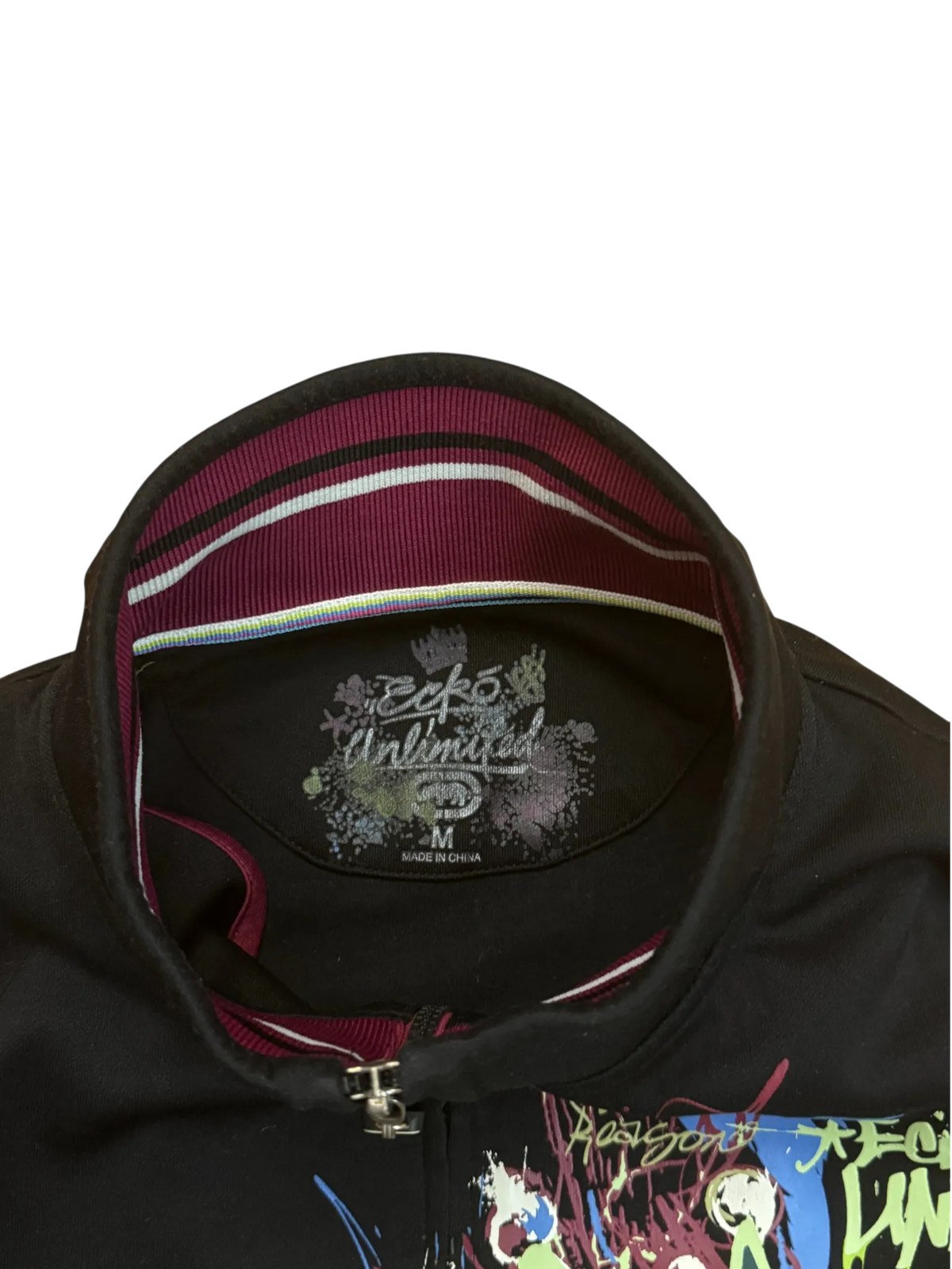 [V0838de] Vintage y2k Ecko schwarz grüne Trainingsjacke (Grunge)