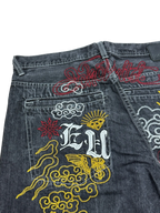 [V0963de] Vintage y2k Ecko schwarze baggy jeans (Japan)